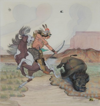 狩猟 Painting - 西部アメリカンインディアン 46